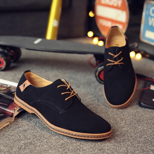 2024 Spring Suede Leather Men Shoes, Oxford Casual Shoes Classic Sneakers Comfortable Footwear.