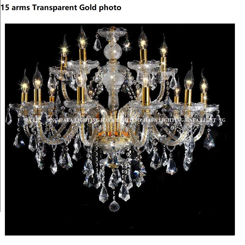 Modern Crystal Led Chandelier/TR GOLD/Silver K9 Large 6/8/10/15/18 Arm Living Room Crystal Lighting Fixture.