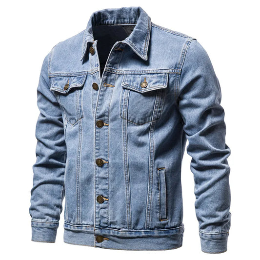 Men Denim Jackets Fashion Causal Oversized Casual Black Blue Denim