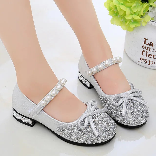 Girls Shoes Bead Mary Janes Flats, Fling Princess Glitter Shoes, Baby Dance Shoes Wedding Shoes Gold.