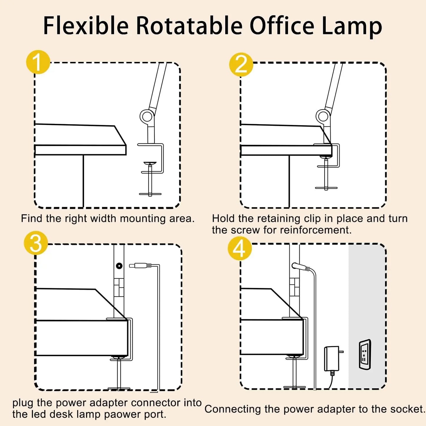 LED Desk Lamp with Flexible 4 sections Swing Arm 4 Color Modes & 5 Brightness