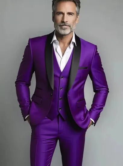 Black White Men Three Pieces Set, Large Size Male Blazer Pants and Vest.