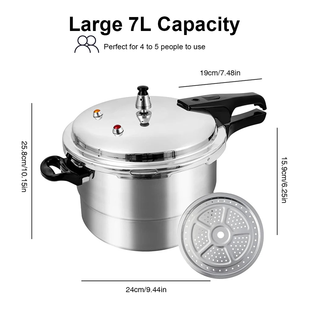 Aluminum Pressure Cooker with Steaming Plate, Aluminum Alloy Small Pressure Cooker for Gas & Induction Stove.