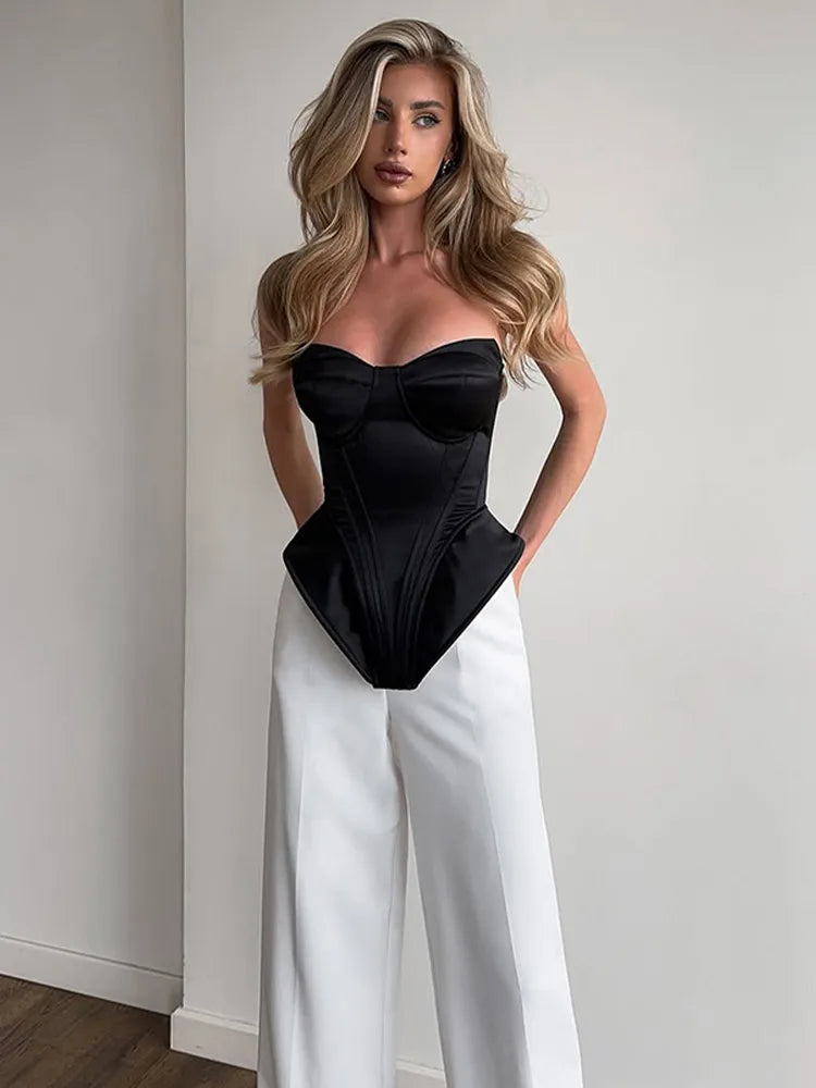 Fashion Women Strapless Backless Dress, Off-shoulder Corset Bustier Party Club Dresses.