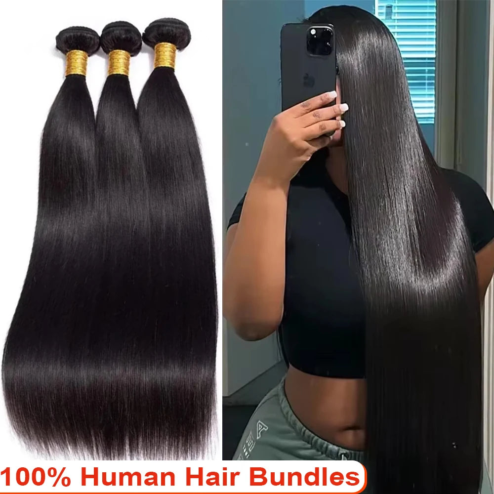 40 50 Inch Body Wave Bundles ,100% Brazilian Human Hair, 16A 4 5 Bundle Black Remy Raw Virgin Human Hair, Double Bundles Extensions.