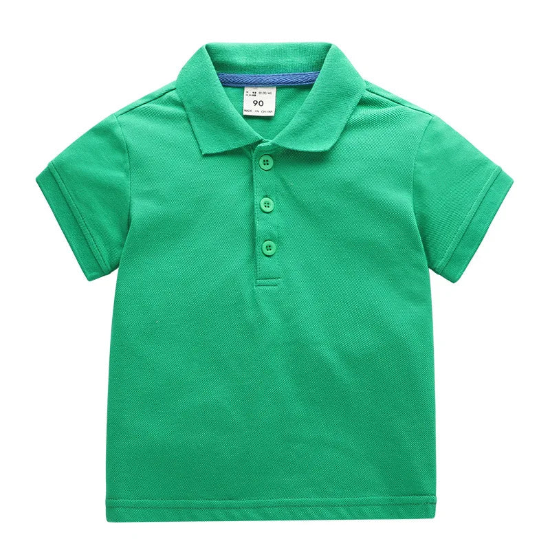 Kids Boys Solid Color Cotton Polo Shirts 2025. Tops Tee Girls Baby Lapel Shirt Age 1-10T