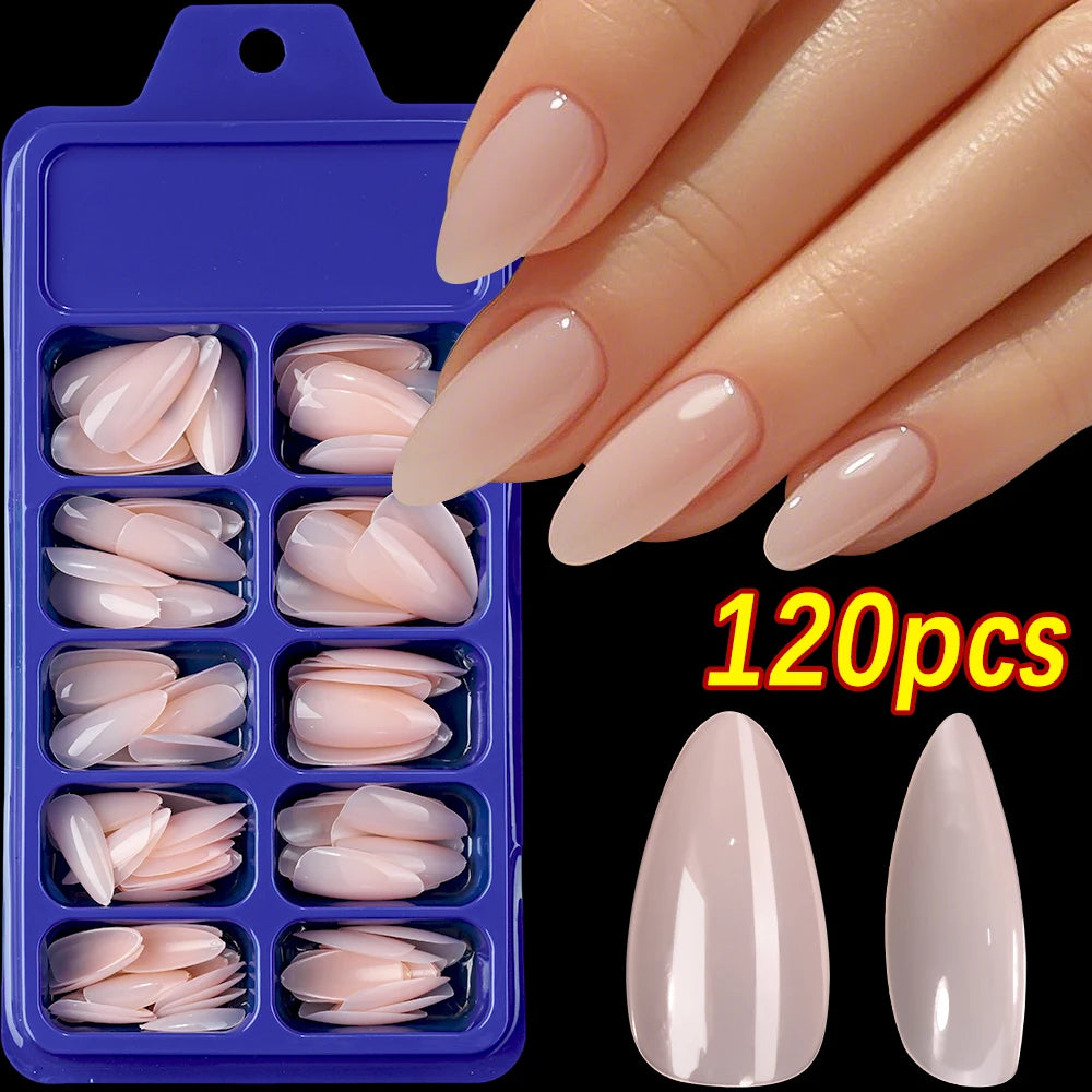 120Pcs Red Short Square Fake Nails Full Cover Press on Acrylic Fingertip.