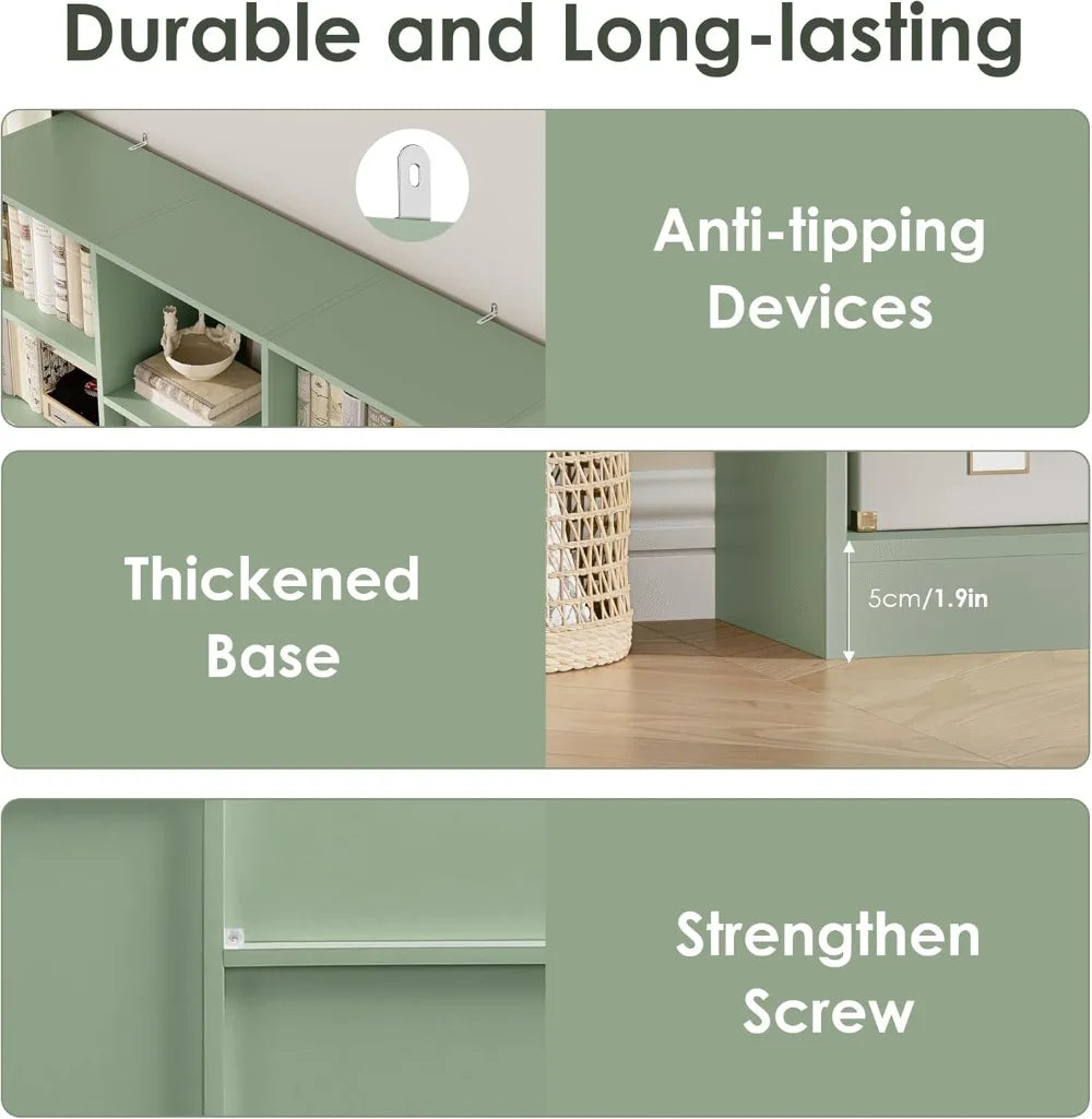 6 Tier Large Bookshelf, Triple Wide Bookcase with 17 Open Shelves, 74'' Tall for Living Room Home Office.