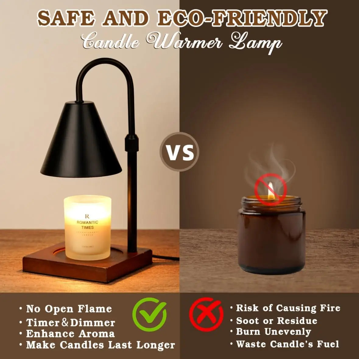 Candle Warmer Lamp, Adjustable Height & Dimmable, with Timer for Home Decor No candles included.
