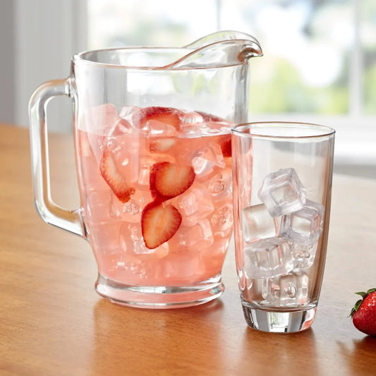 7-Piece Clear Glass Pitcher and Drinkware Set