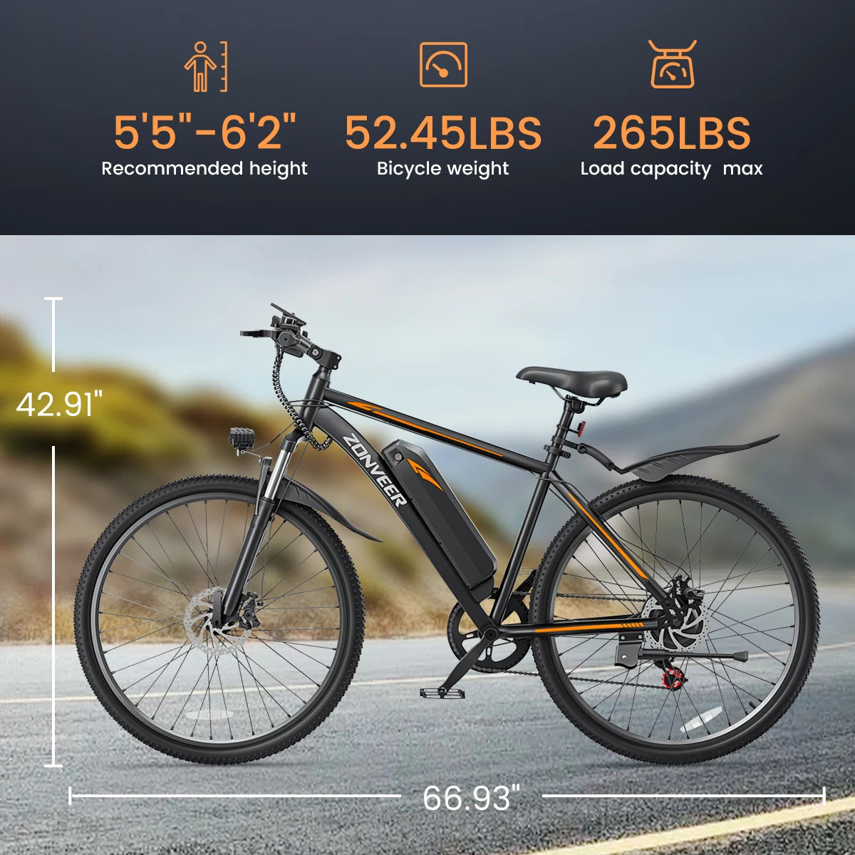 【1 Year Warranty】M26 Electric Bicycle,1000W Peak Moto, 360WH Lithium Battery 26 Inch E-bike UL2849.