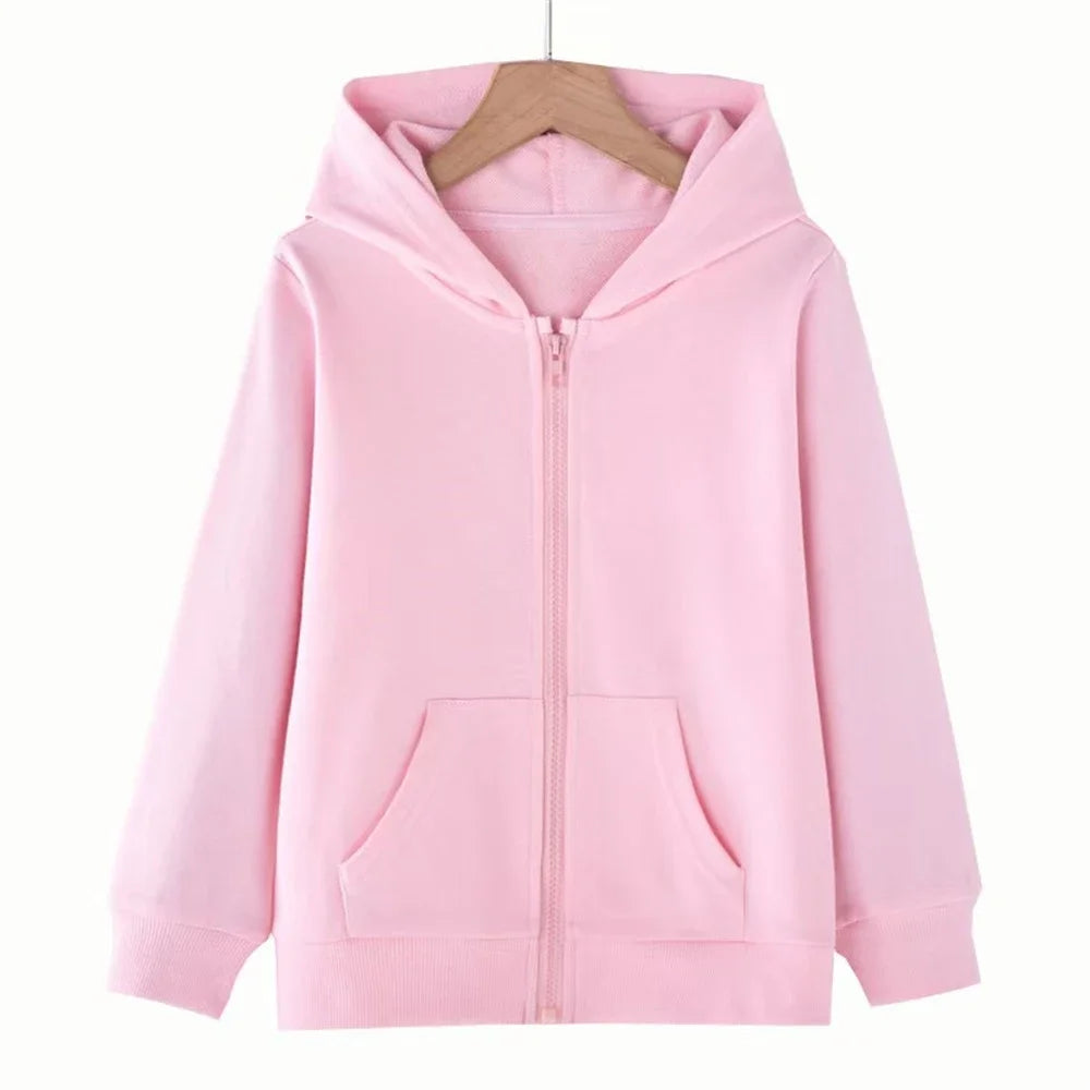Children Zipper Style Hoodies Boy Black, Girls Pink, Age 3-12.