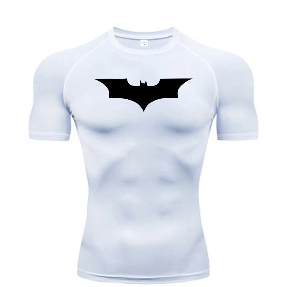 Bat man Printed Men's Tight T-Shirt Running Compression , T Shirt Gym Fitness , Short Sleeve Male Casual Shirt Tops