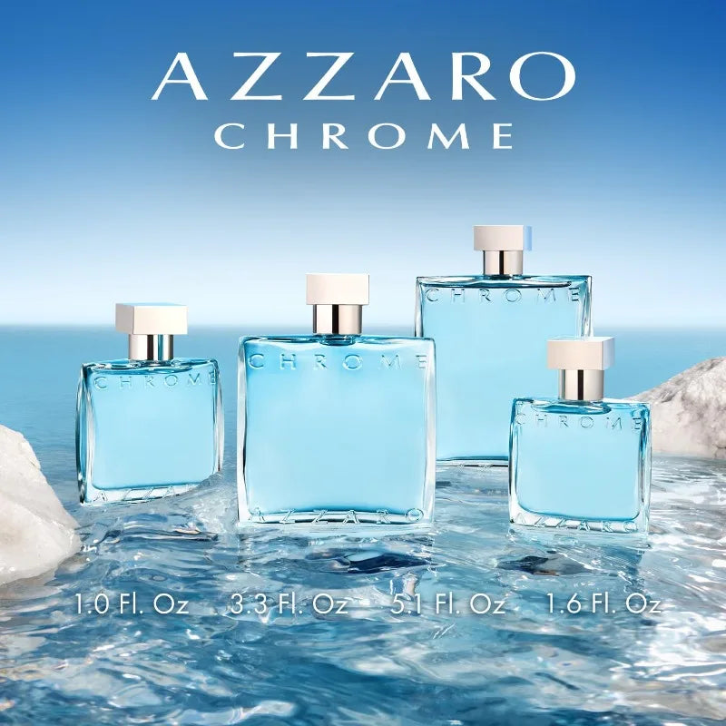 Azzaro Chrome Eau de Toilette, Fresh Aquatic Men Cologne Citrus, Woody, Musky Fragrance Luxury Perfumes for Men.