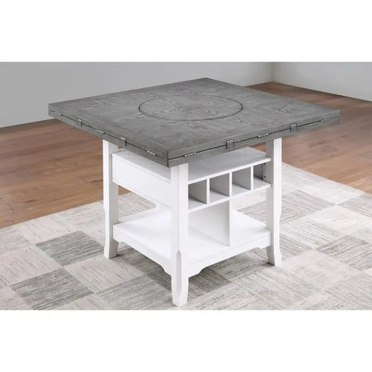 ANAB5LWH64 5 Piece Dining Room Table Set Includes a Round Kitchen Table with Pedestal and 4 White Faux Leather Upholstered Pars