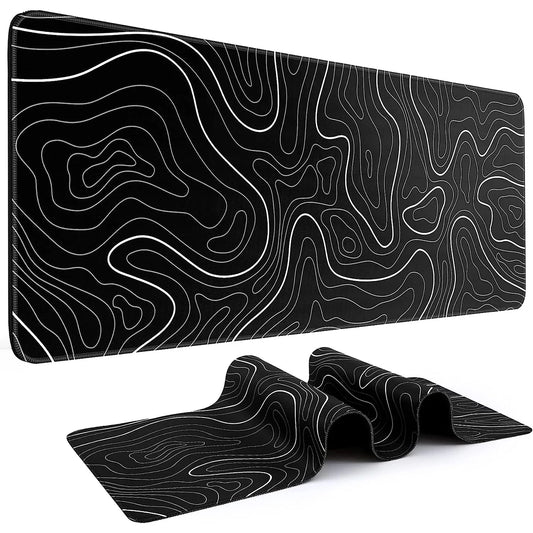 1 Tapis de souris de jeu grand format 31,5 x 11,8 pouces, motif topographique.