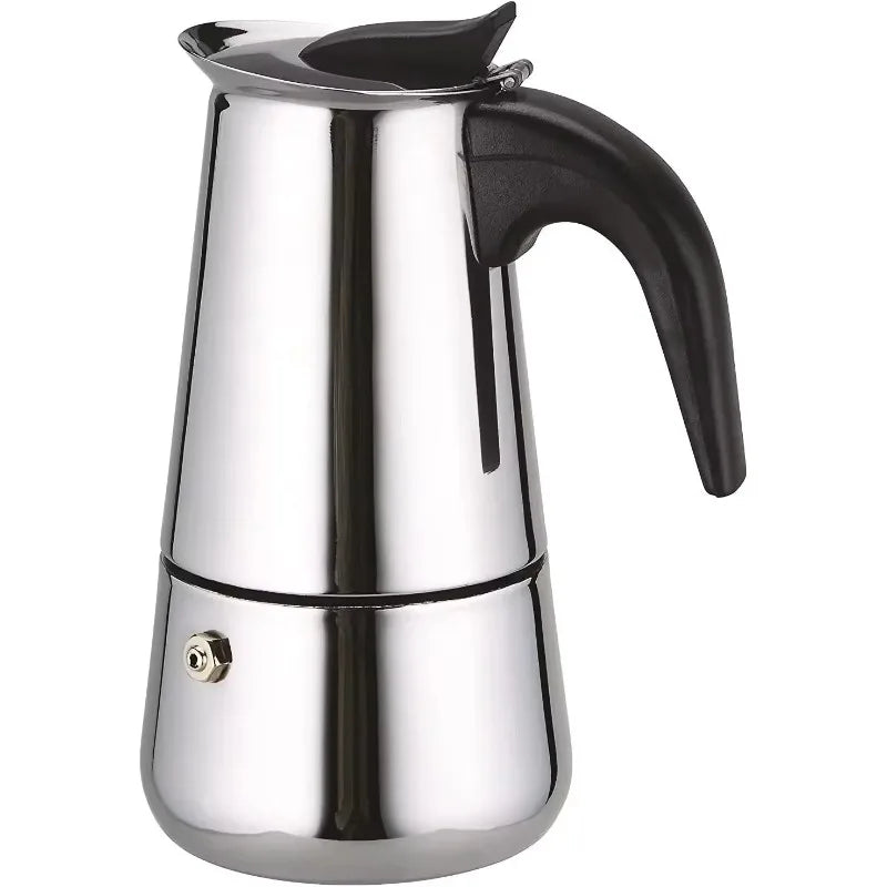 Italian Stainless Steel Coffee Pot for Espresso 2/4/6/9/12 Cups Home and Office Use.