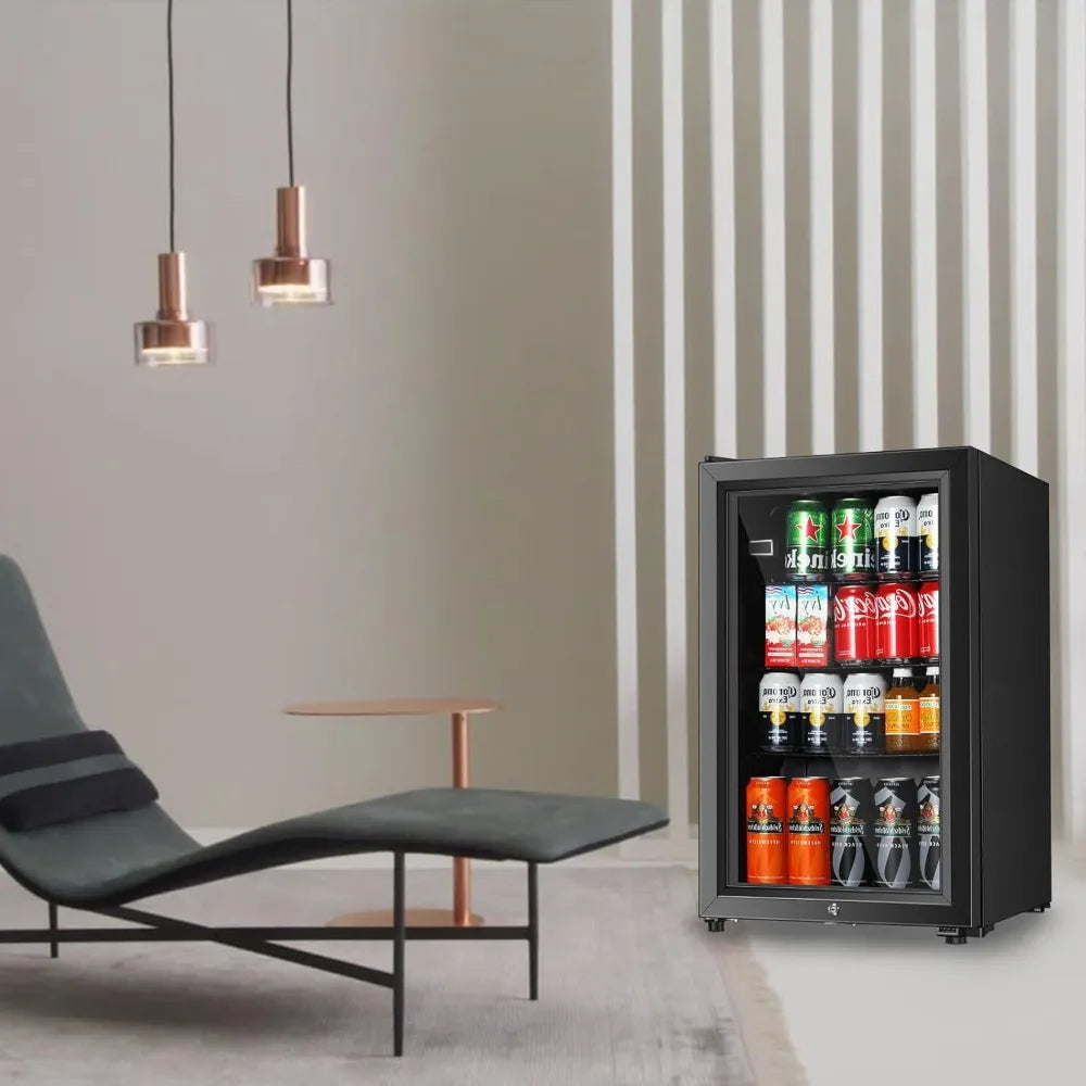 Freestanding Beverage Cooler For Office Double Glass Door