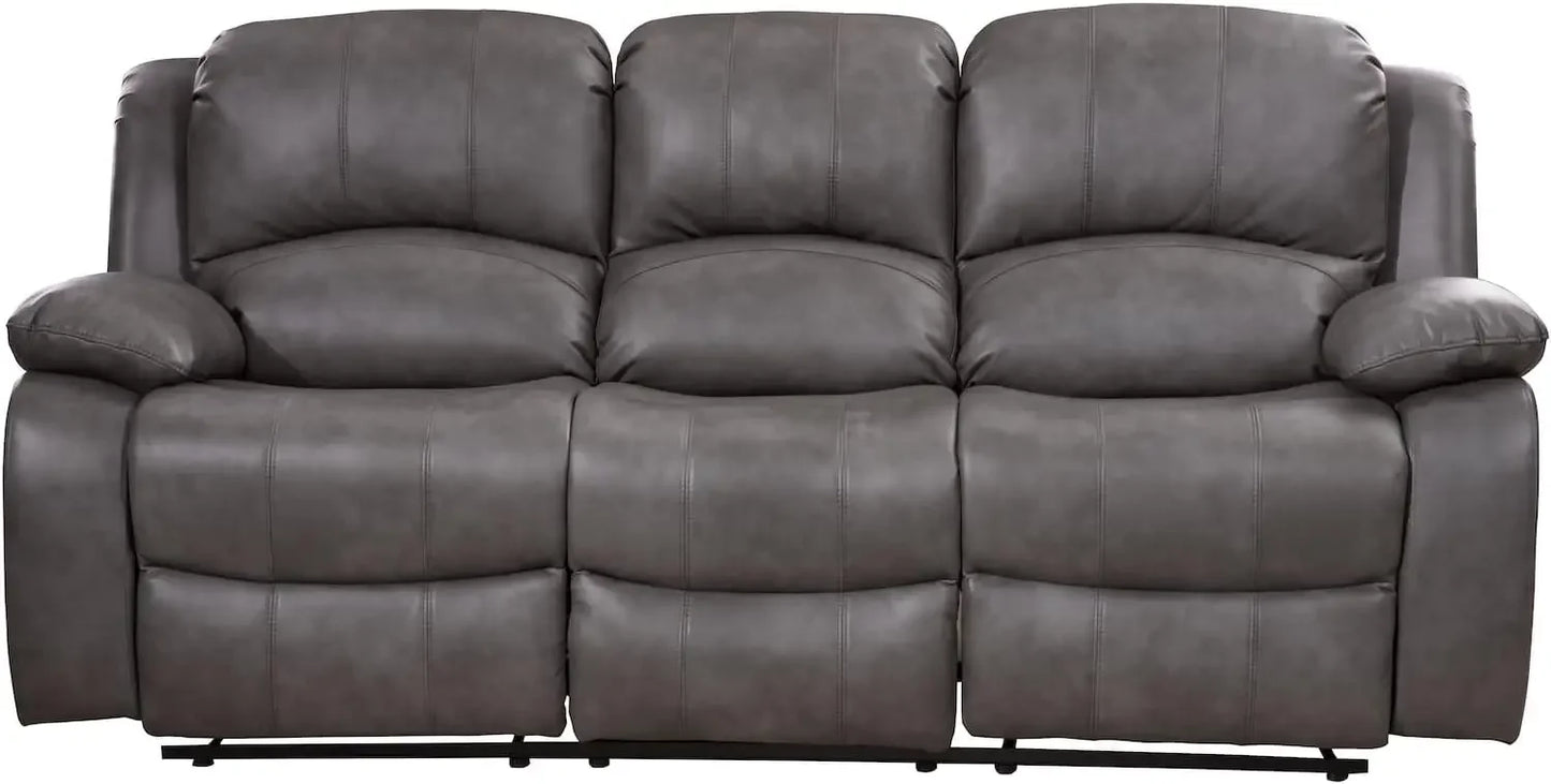 2PC Leather Air Reclining Sofa Loveseat Set. Multiple Colors (Gray)