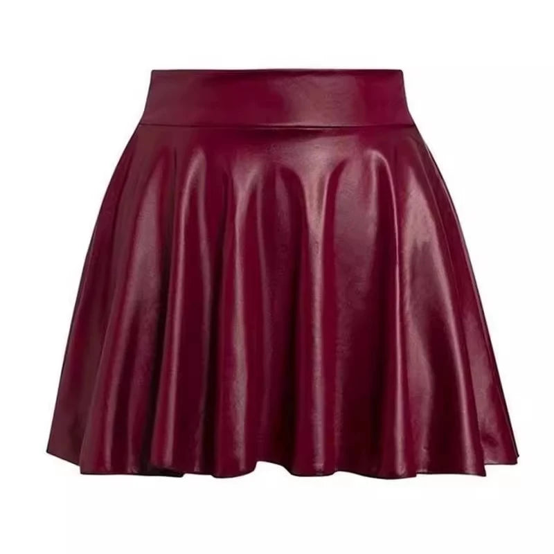 Multipurpose Elastic Mini Short Skirt, Women Faux Leather Skirts High Waist For Skater Work Nightclub.
