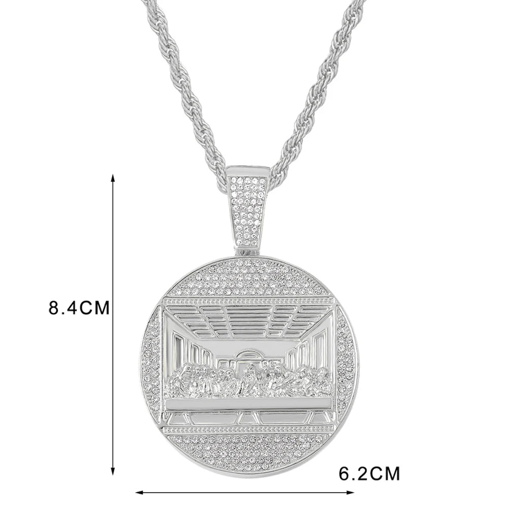 New Last Supper Pendant Chain Necklace, With 14mm Iced Out Fashion Hip Hop Men Charm Pendant.