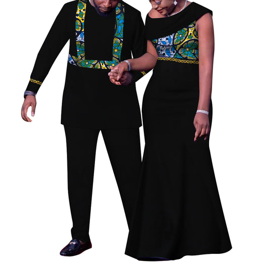 African Couple Outfits Match Sets Dashiki, African Men suit ,and Dresses for Women Couple Clothing WYQ905.