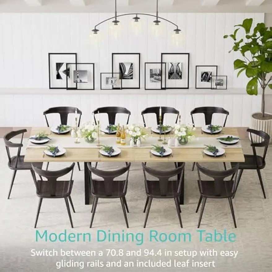 Large Dining Table for 8 - to 10 People 94In Long, Expandable Dinning Kitchen Tables.