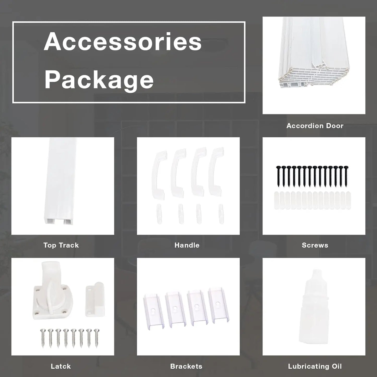 2025NEW Accordion Door 60x80, PVC Folding Door, Handle, Mounting Hardware.