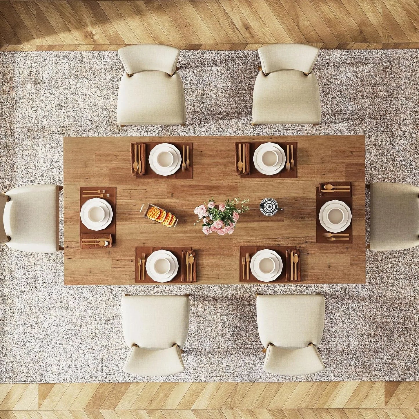 63-inch Dining Table for 4-6, with Large Tabletop, for Dining Room, Living Room.