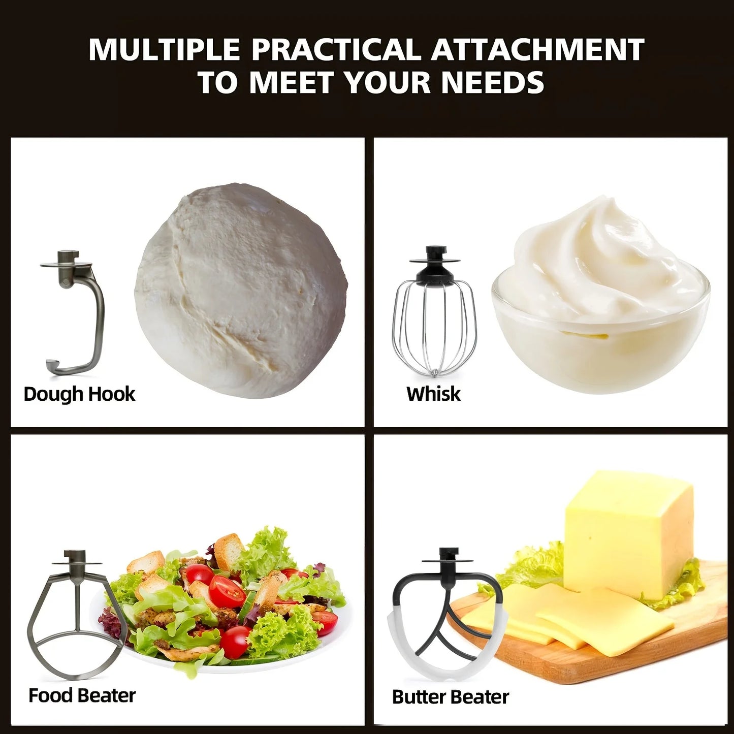 CHEFTRONIC Stand Mixer, 5.5QT Tilt-Head Electric processors - 500W 6+P Speed.