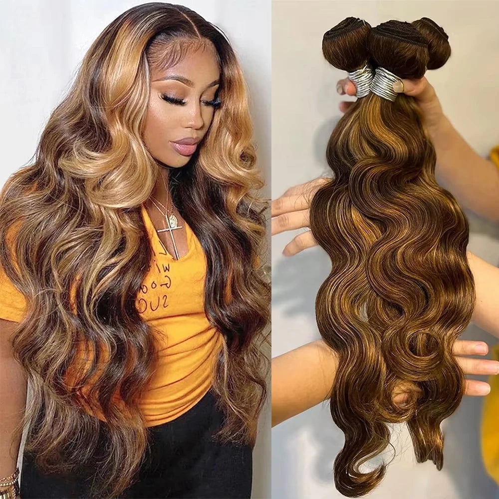 16A Colored 613 Human Hair Bundles, 100% Burgundy Raw Hair Weave Extensions Highlight, Body Wave Bundles Human Hair With Closure.