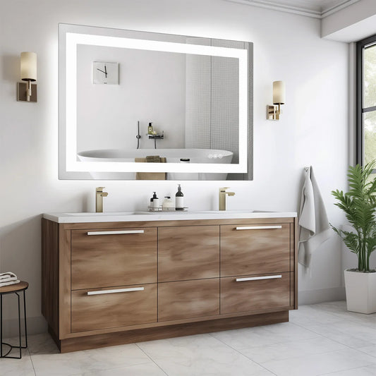 36"x 24"LED Bathroom Vanity Mirror for Wall, Memory Function, Tempered Glass Front Light, and Backlit For Living Room.