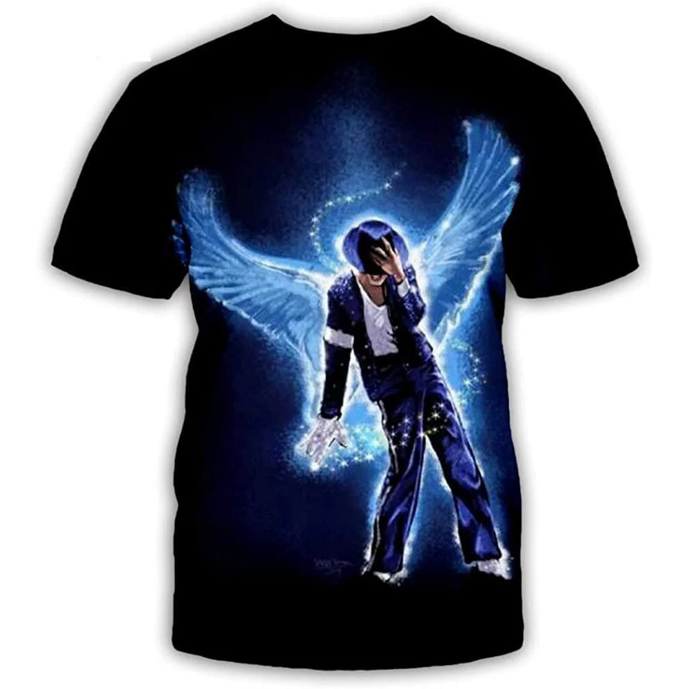 Summer fashion Michael Jackson hip-hop retro casual men streetwear short sleeved.