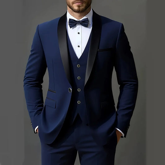 Traje de 3 piezas para hombre, chaqueta + chaleco + pantalones, moderno, de alta calidad, atuendo formal.