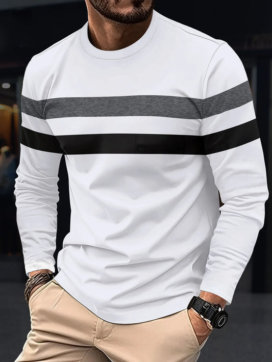 2025 Autumn/Winter Fashion, Men Long Sleeve Round Neck T-shirt Anti Wrinkle.