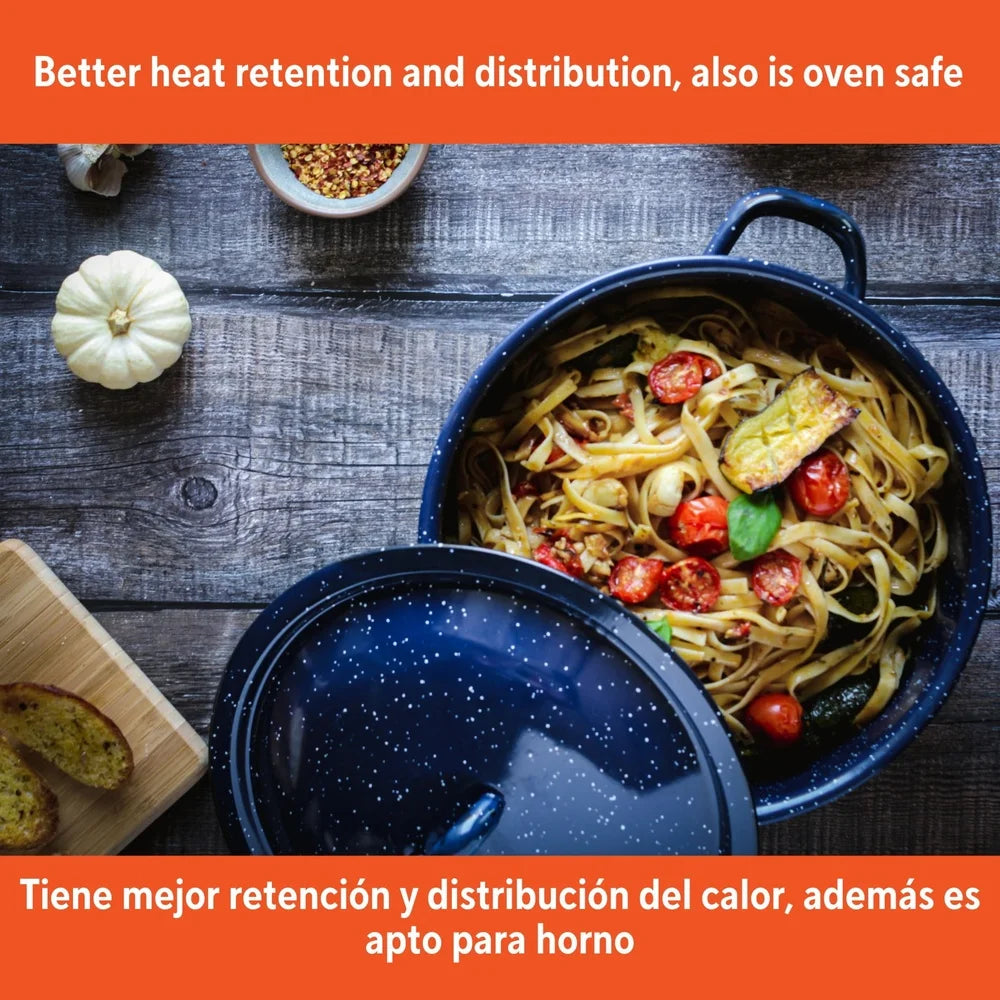 Enamel Stock Pot Soup, Stews, with Double Handles Oven Safe, Durable Efficient Heat Distribution Hand Wash Only.