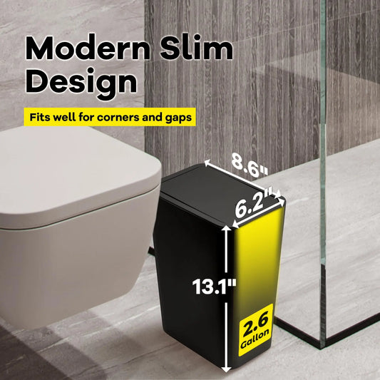 Cubo de basura para baño-Papelera pequeña de 10L con tapa superior a presión para inodoro, dormitorio, sala de estar.
