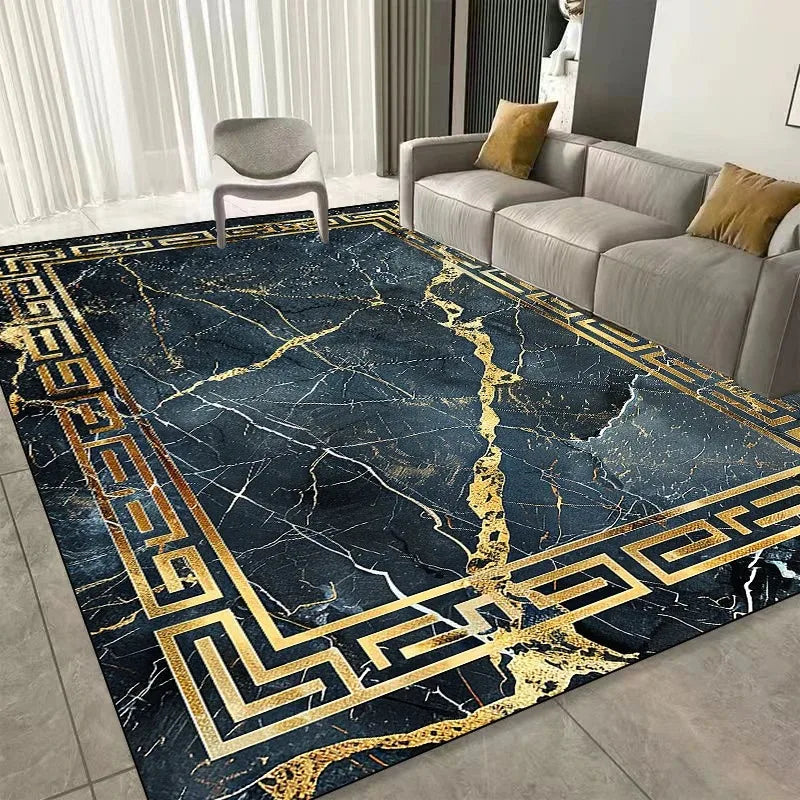 Modern Golden Luxury Carpet Washable Lounge Rug, Large Area Living Room Sofa Decoration Rug Bedroom Decor.
