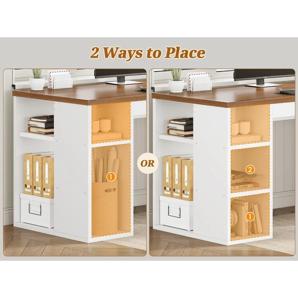 96.5" Farmhouse Computer Desk with Drawers, 2 Person Home Office Double Desk with Storage.