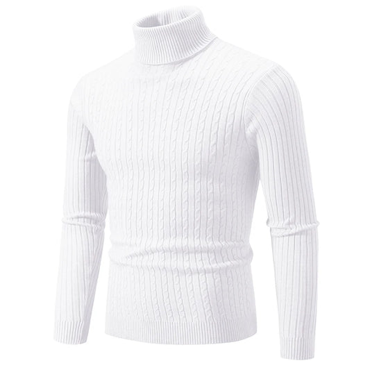 Nuevo jersey de cuello alto para hombre, suéter de punto liso, suéter informal cálido, top de invierno de lana para exteriores.