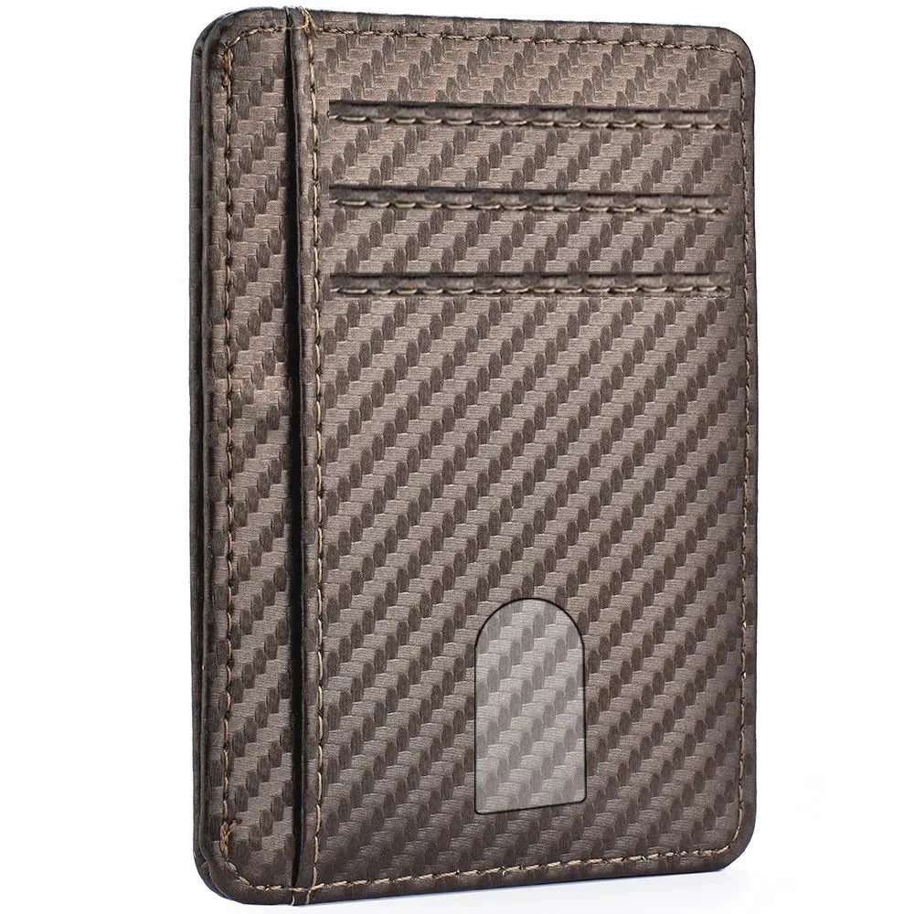 Anti-RFID Men's Slim Wallet - Minimalist PU Leather, Front Pocket ID/Credit Card Holder, with Magic Anti-Theft Protection.