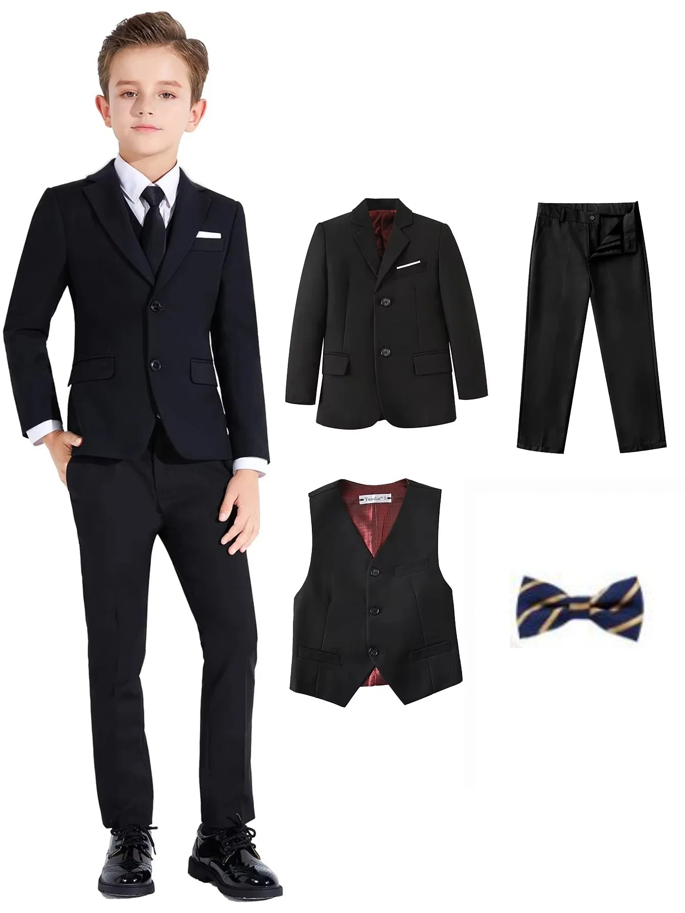 Black Suit Set for Kids 3-14 Yrs, Three Piece Formal Suit Set for, Communion Back to School.