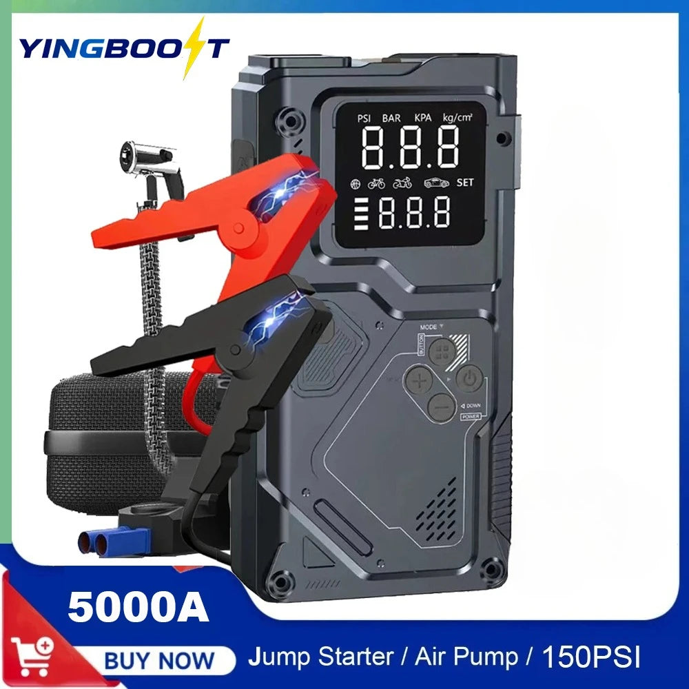 Car Jump Starter with Air Pump 4000A Auto Battery Booster &150PSI Tire Inflator.