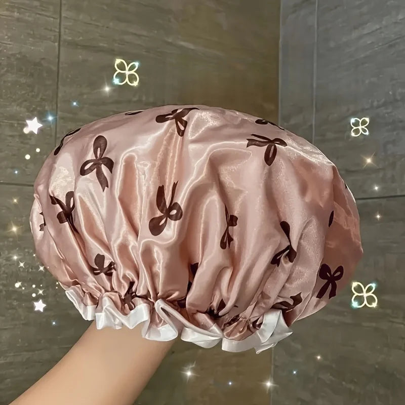 Waterproof Double-Layer Butterfly Bath Cap Suitable for Washing Face, Blow-Drying Hair!!