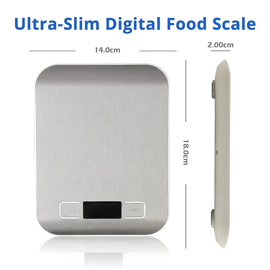 Báscula digital de cocina de 5 kg/1 g, balanza electrónica LED de acero inoxidable de alta precisión, herramientas de repostería para pesar alimentos y joyas en el hogar.