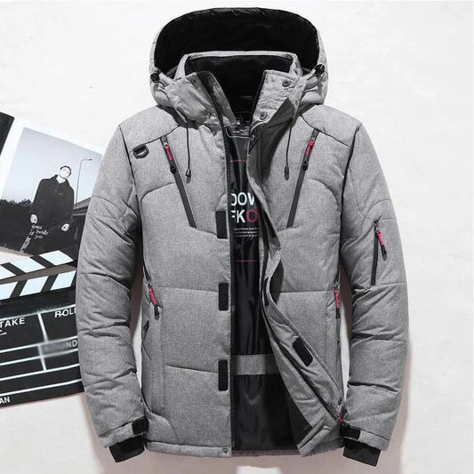 -20 Degree Down Jacket Male Parkas White Duck Down Jacket, Hooded Thick Warm Padded Coat Oversize M-4XL.
