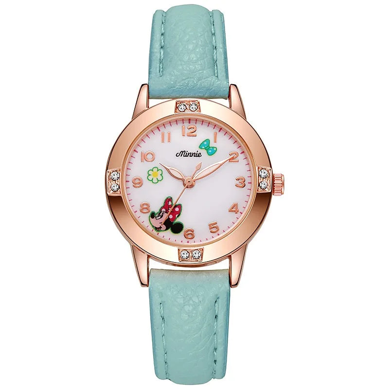 Disney Mickey Minnie Cute Cartoon Girls Quartz Watches, Children's Watch Lovely Girl Wristwatches.