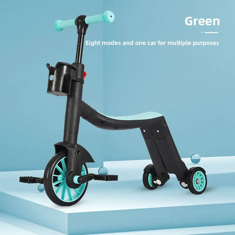 Multifunction Kick Scooter Adjustable Boys, Girls Cycling Push Handle Pedal 3 in 1