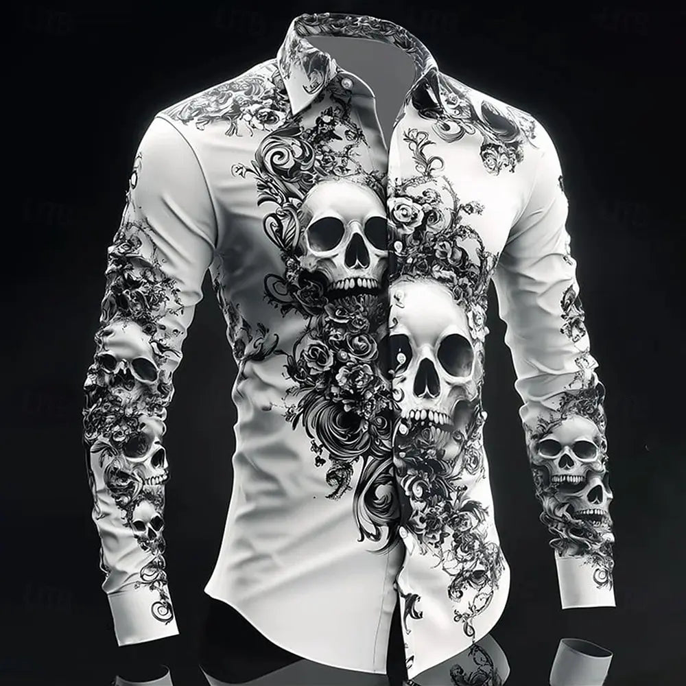 Hip Hop Skull Print Men Streetwear 2025 Long Sleeve Graphic.