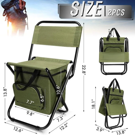 Fishing Chair with Cooler Bag, Foldable Fishing Stool Supports 220Lbs, Portable Lightweight Chair Outdoor Camping.